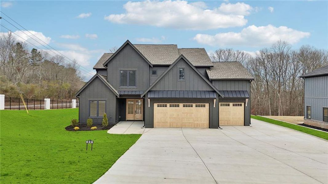 Front exterior of a new home in , Auburn, GA, highlighting curb appeal (Image 46).