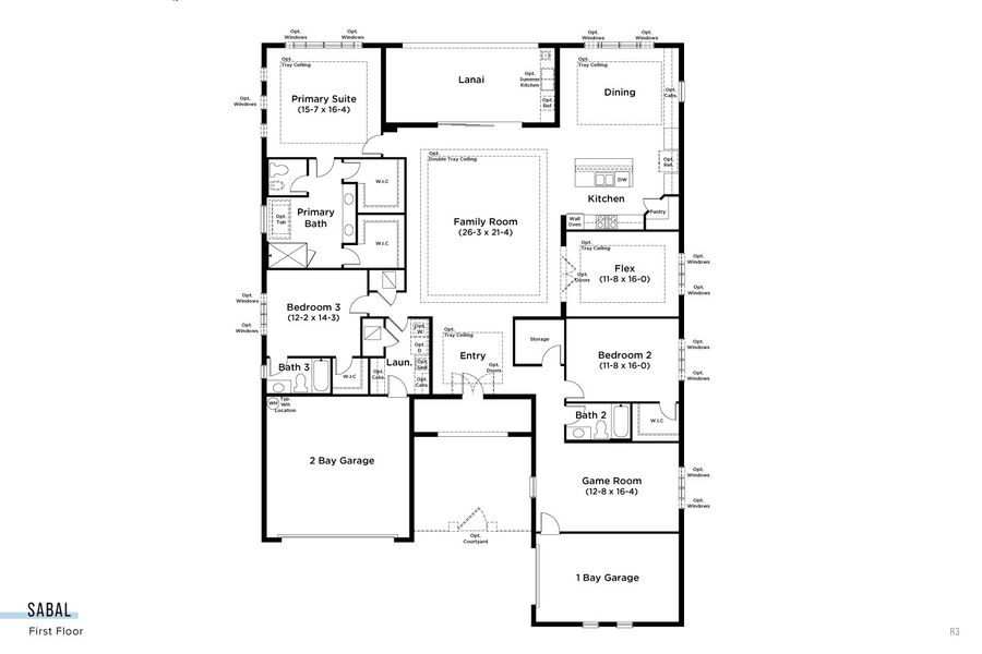 2D floor plan layout for the Sabal by DRB Homes in Serengeti, Spring Hill, FL (Image 6).