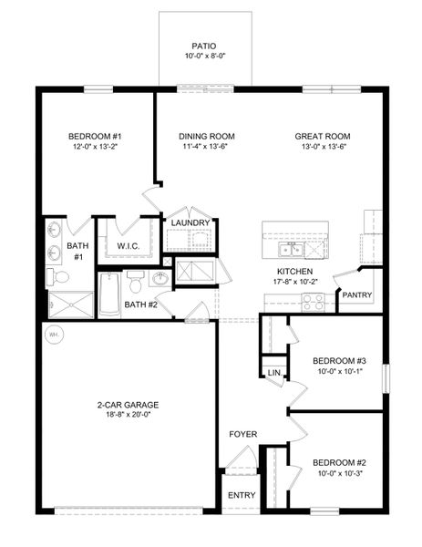 2D floor plan layout for the Archer II by D.R. Horton in Summit View, Dade City, FL (Image 3).