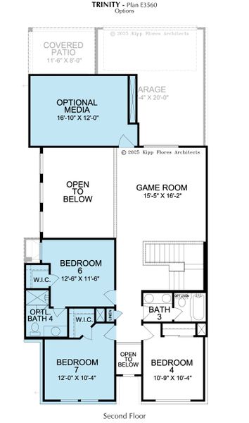 2D floor plan layout for the Trinity by Landon Homes in Fields - East Village, Frisco, TX (Image 5).