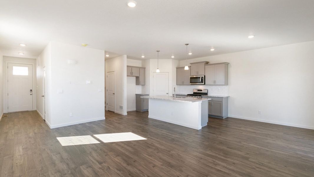 Representative unfurnished interior of a home built from the Sparrow by D.R. Horton in The Ridge at Lorson Ranch, Colorado Springs (Image 13). Representative unfurnished interior of a home built from the Sparrow by D.R. Horton in The Ridge at Lorson Ranch, Colorado Springs (Image 13).
