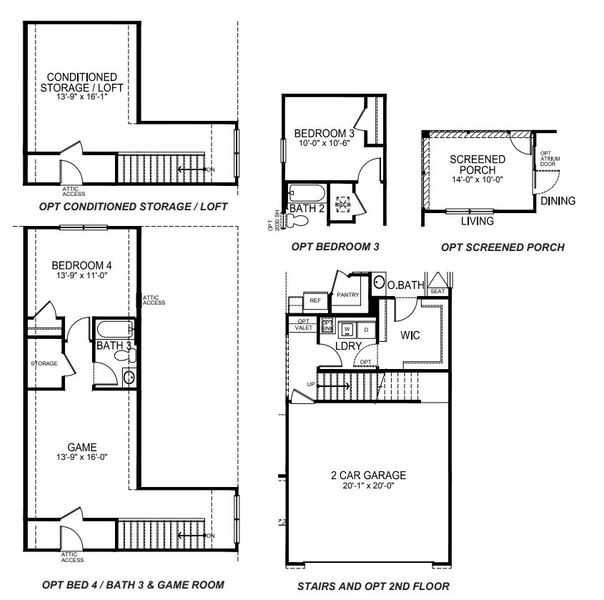 2D floor plan layout for the BRISTOL by D.R. Horton in Cottonwood Ridge, Piedmont, SC (Image 24).