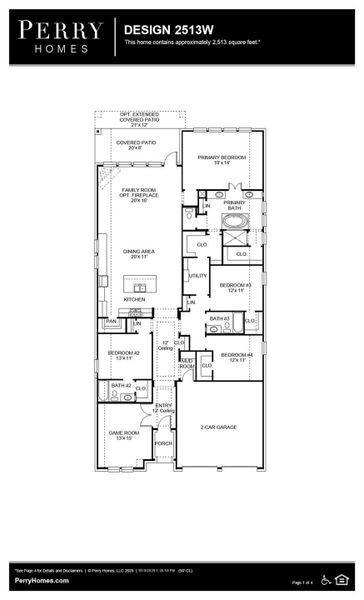 2D floor plan layout of this home in Bridgeland 50', Cypress, TX (Image 2).