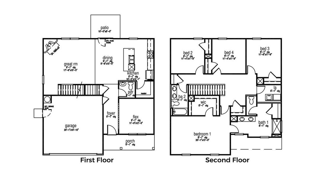 2D floor plan layout for the GALEN by D.R. Horton in The Pines at New Hampstead, Savannah, GA (Image 2).