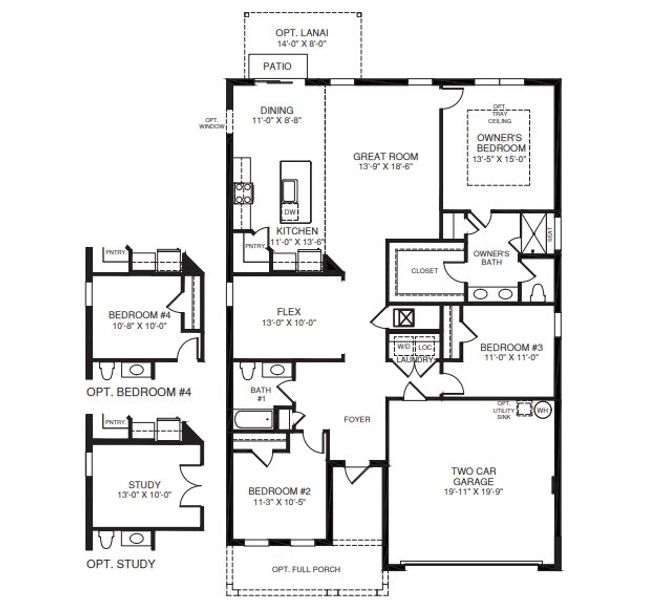 2D floor plan layout for the Baymont by Ryan Homes in Cypress Ridge Ranch, Wimauma, FL (Image 1).