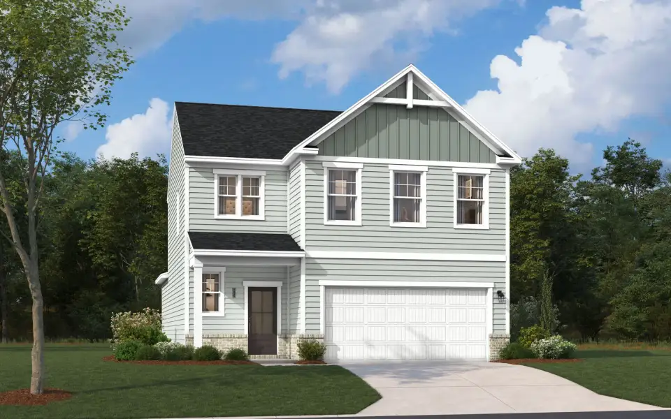Representative exterior photo of a completed home built from the The Rainey by Stanley Martin Homes in Bell Meadows, Winnabow, NC (Image 27). Representative exterior photo of a completed home built from the The Rainey by Stanley Martin Homes in Bell Meadows, Winnabow, NC (Image 27).