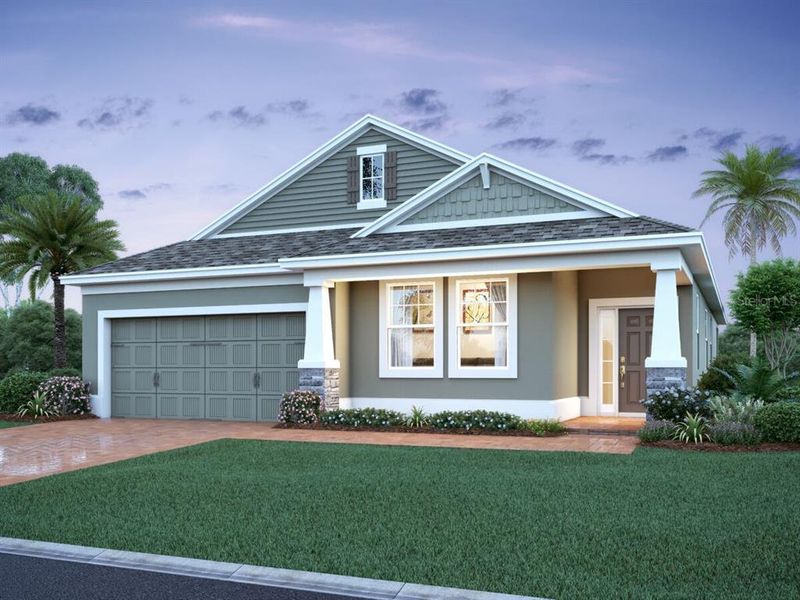 Front exterior of a new home in Eden at Crossprairie, St. Cloud, FL, highlighting curb appeal (Image 1).