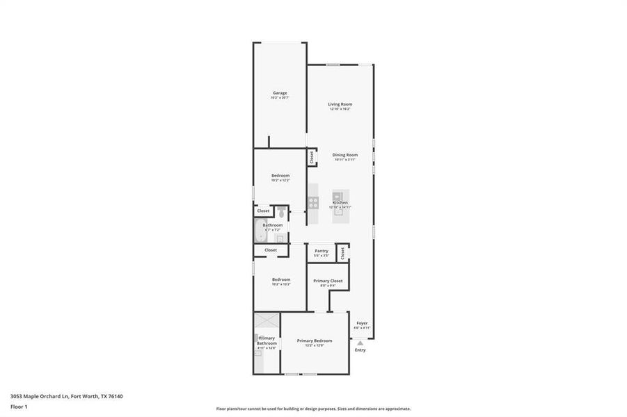 2D floor plan layout of this home in Orchard Village, Fort Worth, TX (Image 5).
