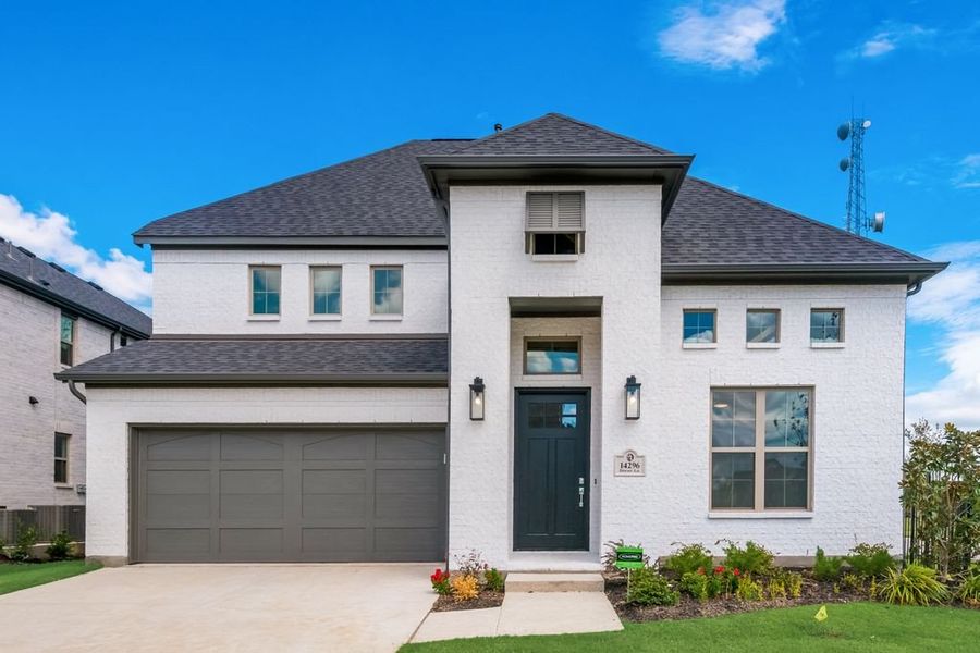 Representative exterior photo of a completed home built from the Meridian - SH 4439 by Shaddock Homes in Grand Oaks at Green Meadows - 50', Celina, TX (Image 13). Representative exterior photo of a completed home built from the Meridian - SH 4439 by Shaddock Homes in Grand Oaks at Green Meadows - 50', Celina, TX (Image 13).
