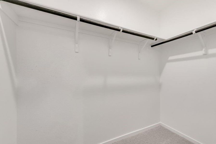 Spacious closet with carpet