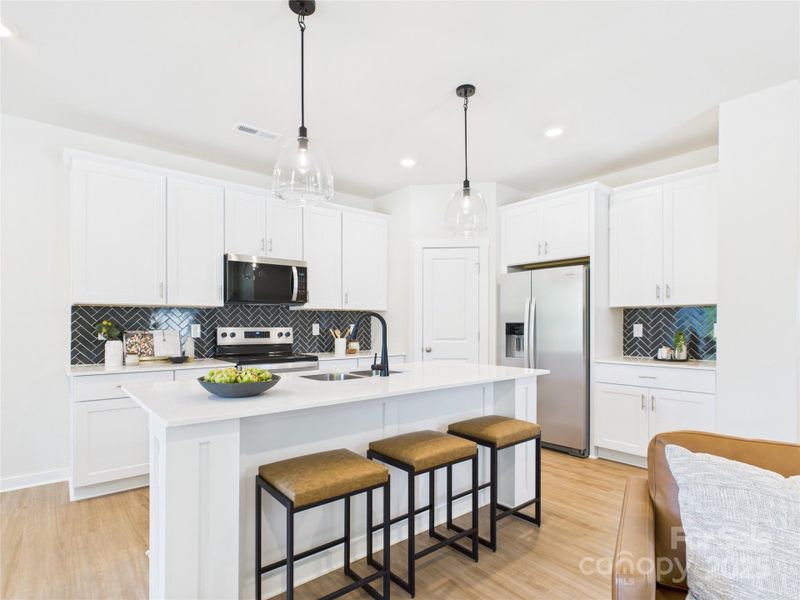 Modern upgraded herringbone backplash