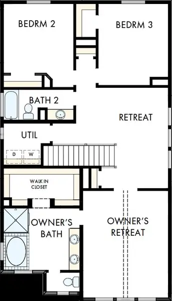 2D floor plan layout of this home in Double Creek Crossing, Round Rock, TX (Image 3).
