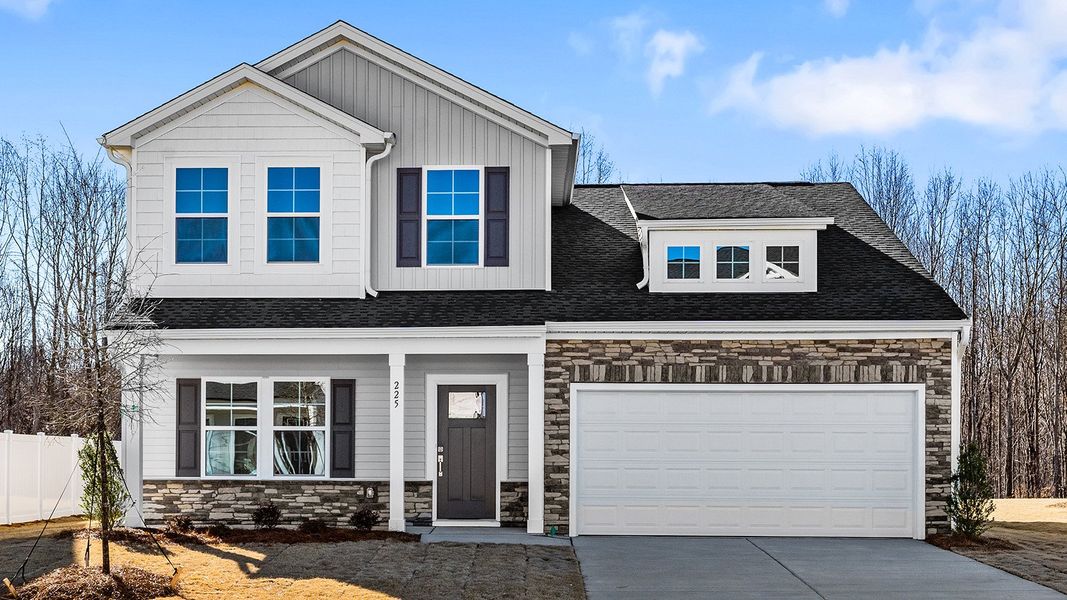 Front exterior of a new home in Fieldstone, Lexington, NC, highlighting curb appeal (Image 1). Front exterior of a new home in Fieldstone, Lexington, NC, highlighting curb appeal (Image 1).