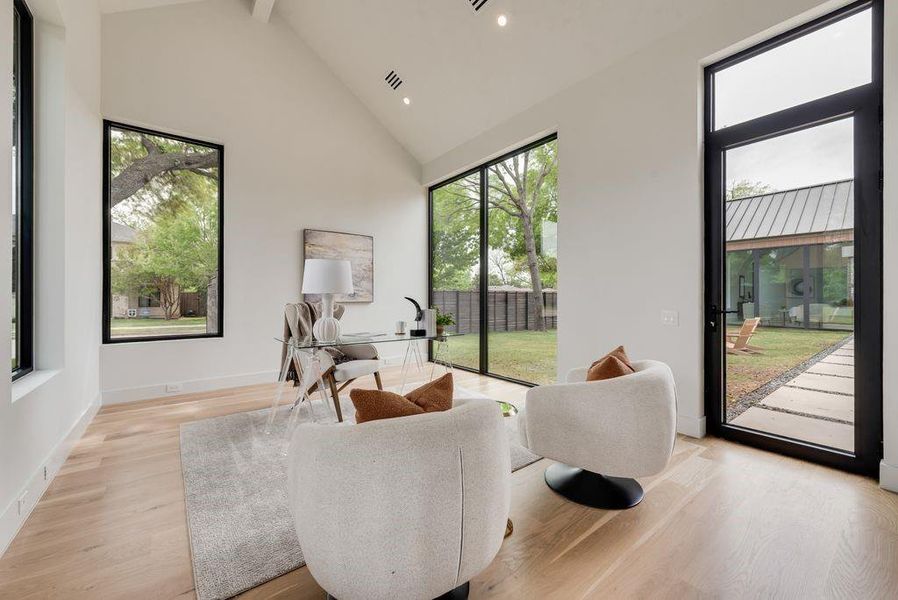 A flexible living space off the foyer supports a variety of uses with effortless flow and openness.