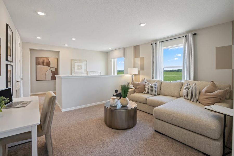 Representative furnished interior of a home built from the 1852 Modeled by KB Home in Canoe Creek Reserve I, St. Cloud (Image 9).