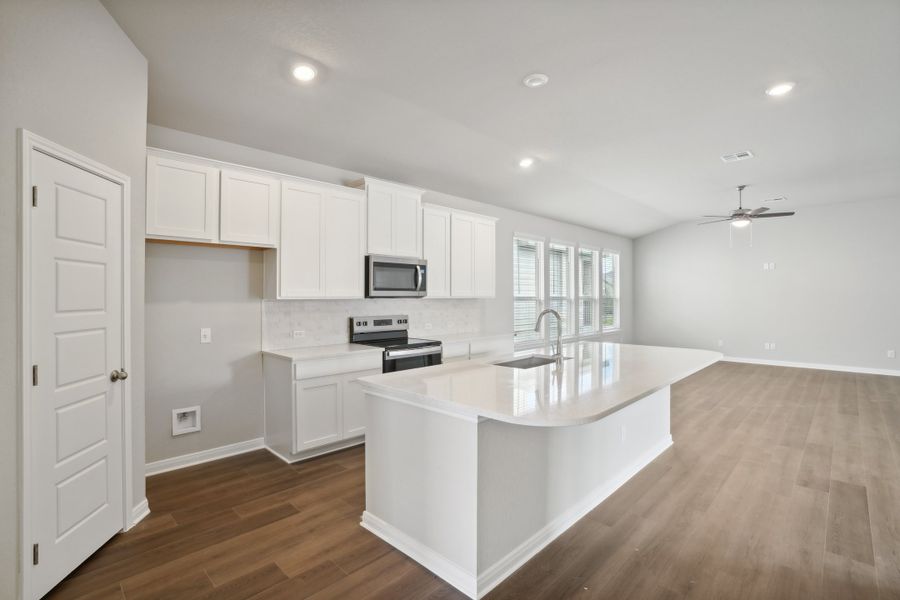 Kitchen in a Rio Grande floorplan at a Meritage Homes community.