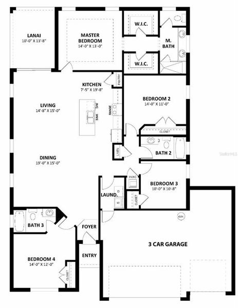 2D floor plan layout of this home in , Orange City, FL (Image 2). 2D floor plan layout of this home in , Orange City, FL (Image 2).
