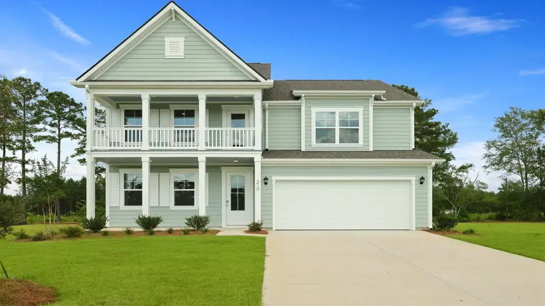 Representative exterior photo of a completed home built from the Harbor Oak by D.R. Horton in Wappetaw Woods, Awendaw, SC (Image 1). Representative exterior photo of a completed home built from the Harbor Oak by D.R. Horton in Wappetaw Woods, Awendaw, SC (Image 1).
