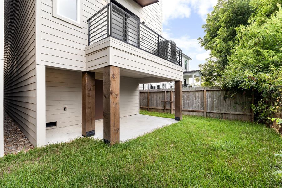 A private backyard offers enough room for pets, a playset, or simply enjoying a little more breathing room outdoors. A private backyard offers enough room for pets, a playset, or simply enjoying a little more breathing room outdoors.