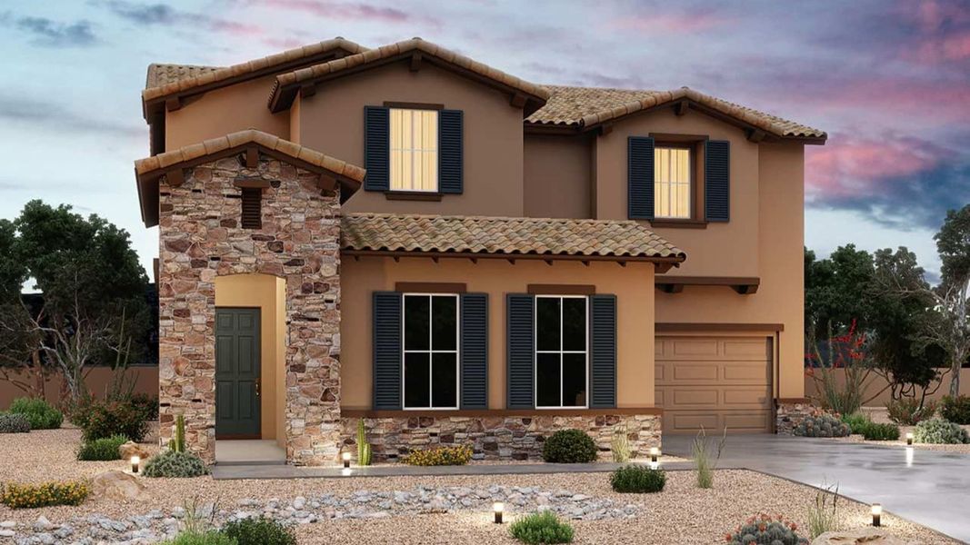 Representative exterior photo of a completed home built from the Sienna by Brightland Homes in Sycamore Farms, Surprise, AZ (Image 6).