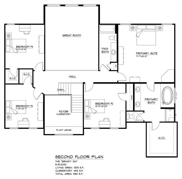 2D floor plan layout for the The Brady by Forbes Capretto Homes in Birdsong Estates, Orchard Park, NY (Image 5).