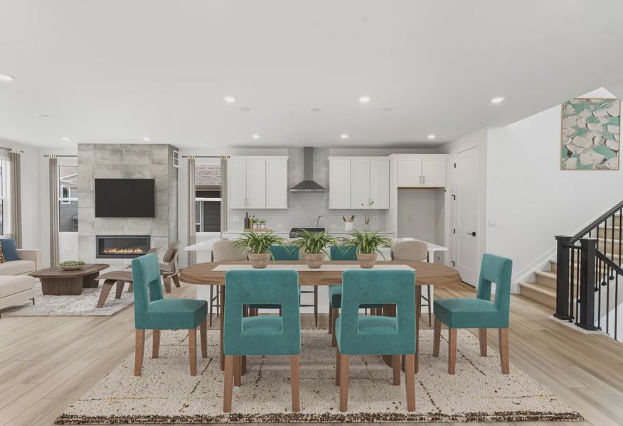 Homesite 22 Dining, Kitchen + Great Room - Virtually Staged - 4 of 9 Homesite 22 Dining, Kitchen + Great Room - Virtually Staged - 4 of 9
