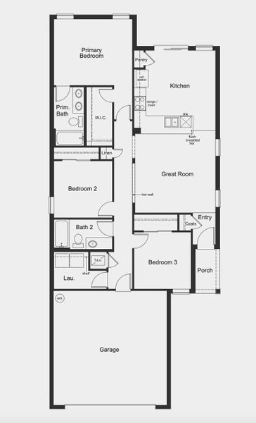 2D floor plan layout for the Plan 1346 by KB Home in The Preserve at Legends Pointe I, Hudson, FL (Image 3). 2D floor plan layout for the Plan 1346 by KB Home in The Preserve at Legends Pointe I, Hudson, FL (Image 3).