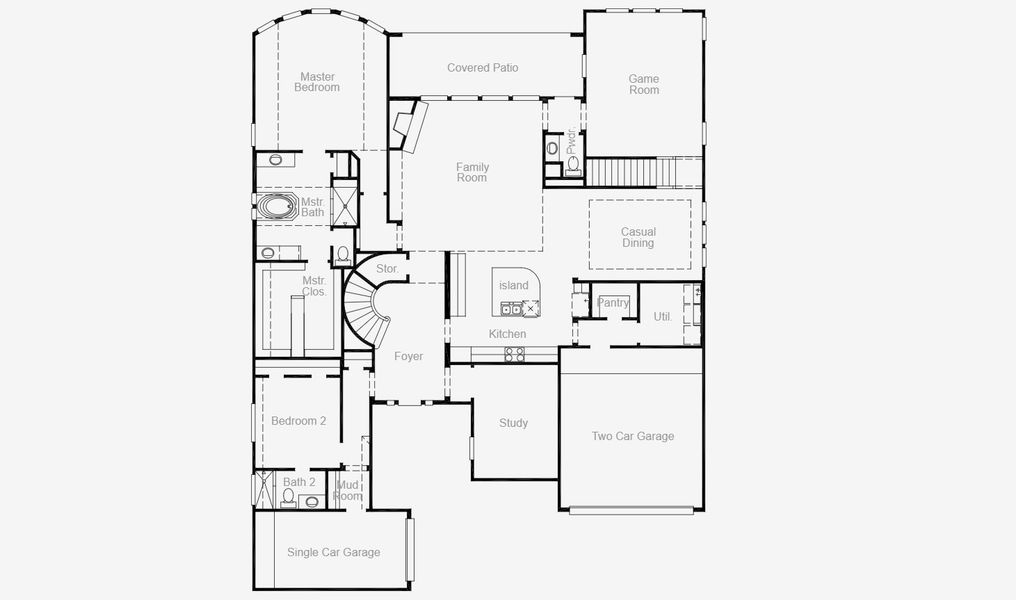 2D floor plan layout for the Pearland (4180-HL-60) by Coventry Homes in Dunham Pointe 70', Cypress, TX (Image 2).