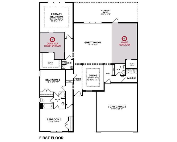 2D floor plan layout for the Reynolds by Beazer Homes in Marshfield, Longs, SC (Image 5).