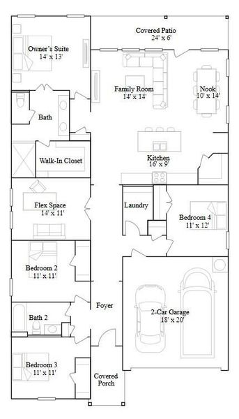 2D floor plan layout of this home in Anniston, Katy, TX (Image 4).