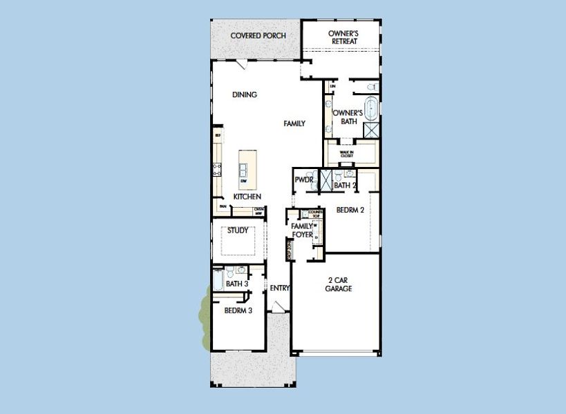 2D floor plan layout for the The Amelia by David Weekley Homes in Furst Ranch, Bartonville, TX (Image 3).