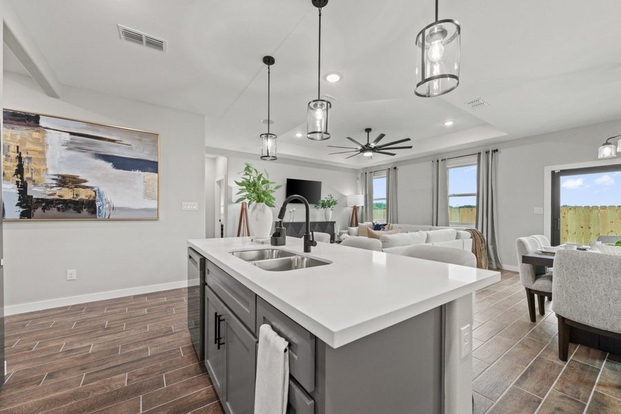 Representative furnished interior of a home built from the Valencia by Hakes Brothers in The Heights at Riverbend II, Brownsville (Image 6).