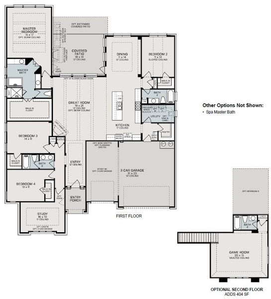 2D floor plan layout for the Charlotte by Sitterle Homes in Lakeview 100’s, Waller, TX (Image 3). 2D floor plan layout for the Charlotte by Sitterle Homes in Lakeview 100’s, Waller, TX (Image 3).