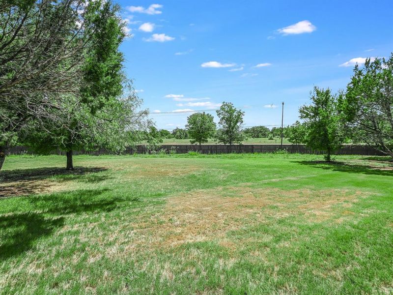 Rear backyard view of home, ready for a pool, outdoor entertaining area, play area, garden and more. Extra spacious backyard!