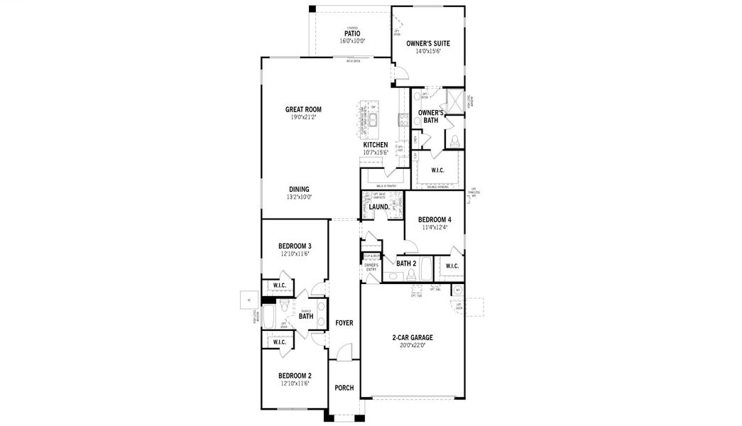 2D floor plan layout for the Cobalt by Mattamy Homes in Rosewood Heights, San Tan Valley, AZ (Image 3). 2D floor plan layout for the Cobalt by Mattamy Homes in Rosewood Heights, San Tan Valley, AZ (Image 3).