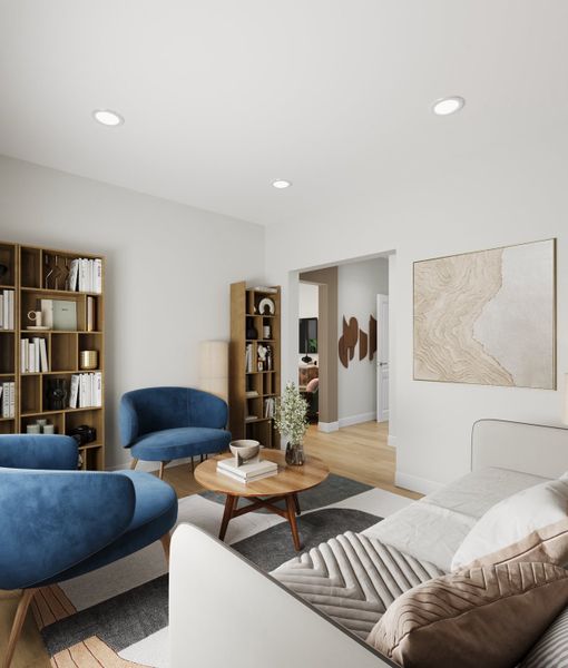 Furnished interior in a model home at Trailstone Villas Collection in Arvada (Image 9).