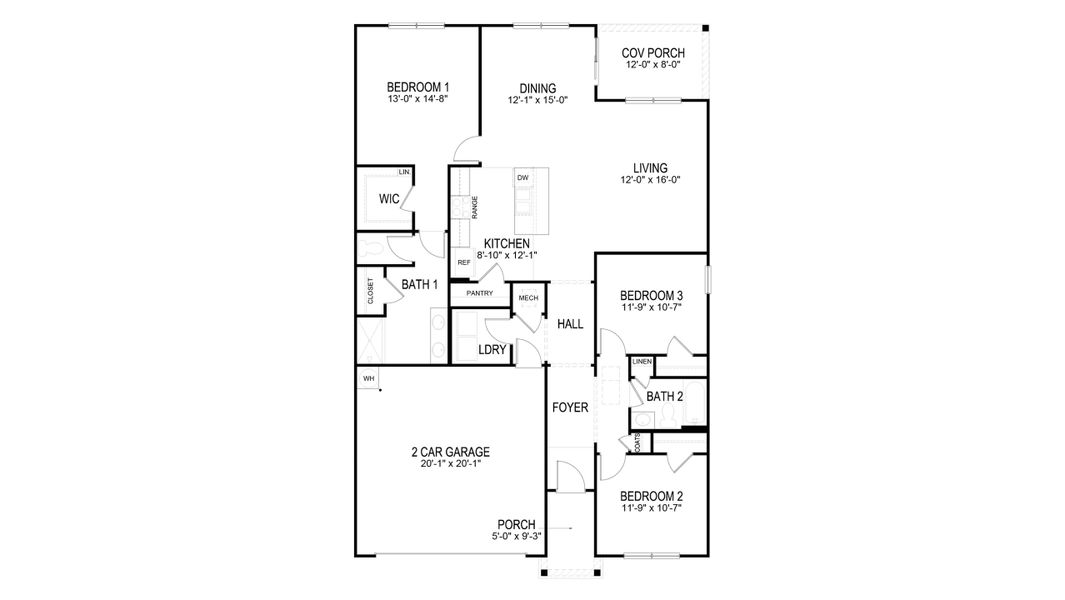 2D floor plan layout for the Aria by D.R. Horton in Battle Ridge, Jefferson City, TN (Image 2).