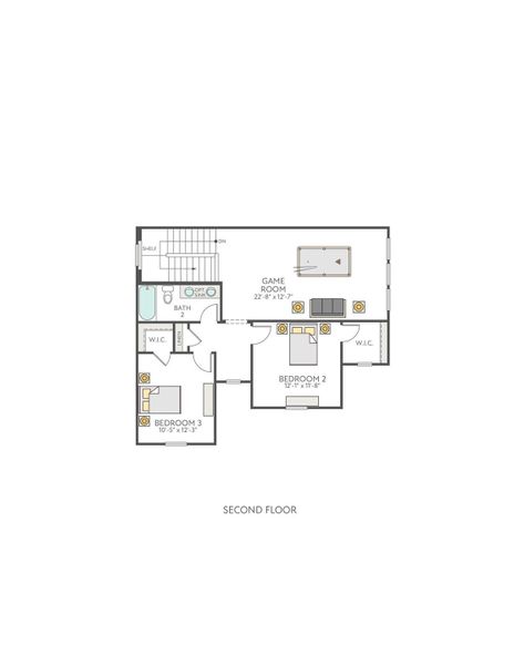 2D floor plan layout of this home in Lariat, Liberty Hill, TX (Image 7).