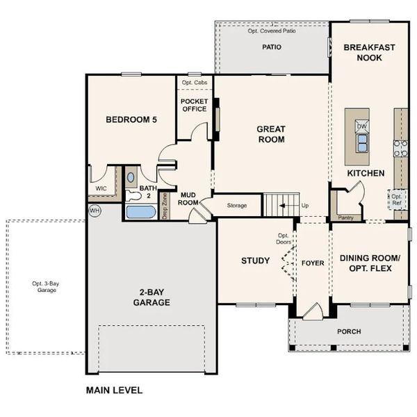2D floor plan layout for the Sapling by Century Communities in Tributary - The Bluffs Collection at Tributary, Dallas, GA (Image 2). 2D floor plan layout for the Sapling by Century Communities in Tributary - The Bluffs Collection at Tributary, Dallas, GA (Image 2).