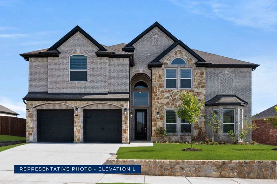 Representative exterior photo of a completed home built from the Brentwood 3F (w/Media) by First Texas Homes in The Bluffs, Celina, TX (Image 16). Representative exterior photo of a completed home built from the Brentwood 3F (w/Media) by First Texas Homes in The Bluffs, Celina, TX (Image 16).