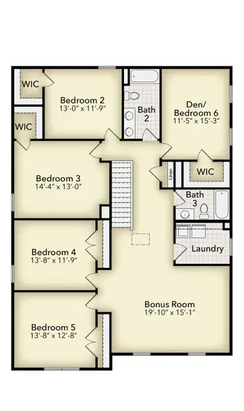 2D floor plan layout for the 3105 by Adams Homes in Charlotte's Ridge, Middlesex, NC (Image 4).