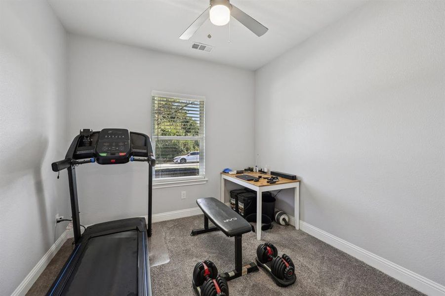 Exercise room featuring carpet flooring Exercise room featuring carpet flooring