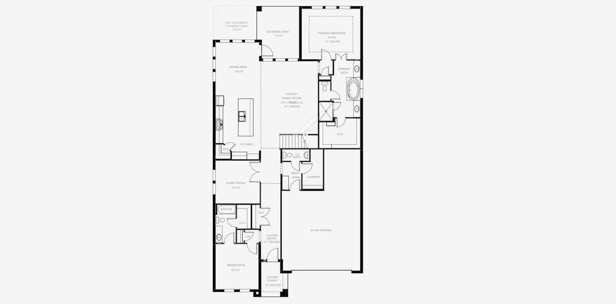 2D floor plan layout for the 3024F by Perry Homes in Star Farms At Lakewood Ranch 50', Lakewood Ranch, FL (Image 3).