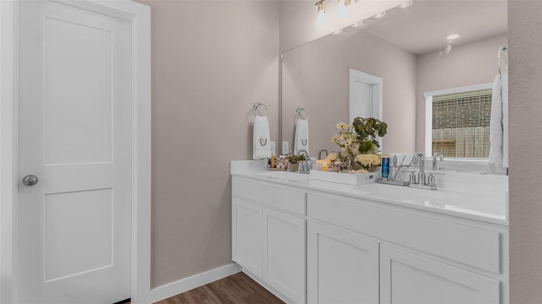 Large Walk in closet with built in shelving.