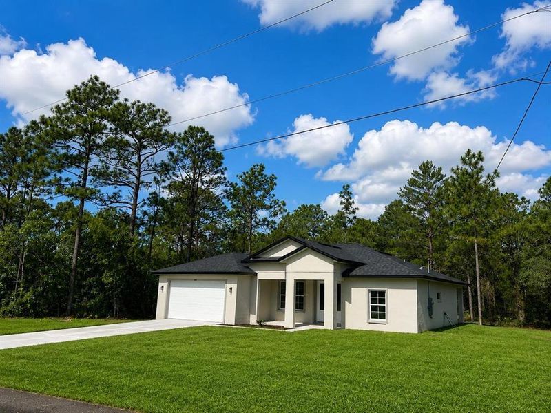 Front exterior of a new home in , Dunnellon, FL, highlighting curb appeal (Image 2). Front exterior of a new home in , Dunnellon, FL, highlighting curb appeal (Image 2).