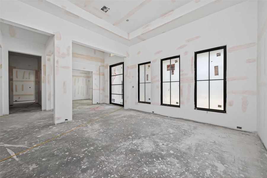 Formal dining room located across from the study