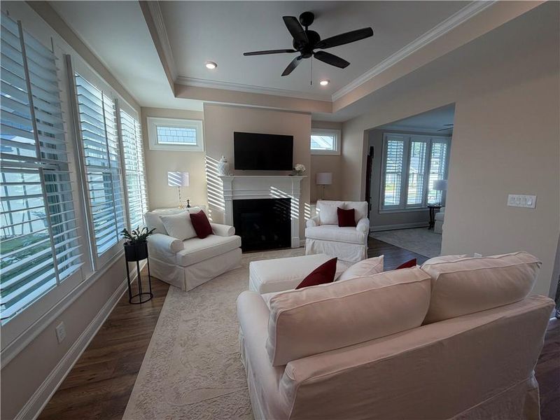 Furnished interior view inside a new home in The Courtyards at Bailey Farms, Dacula (Image 64). Furnished interior view inside a new home in The Courtyards at Bailey Farms, Dacula (Image 64).