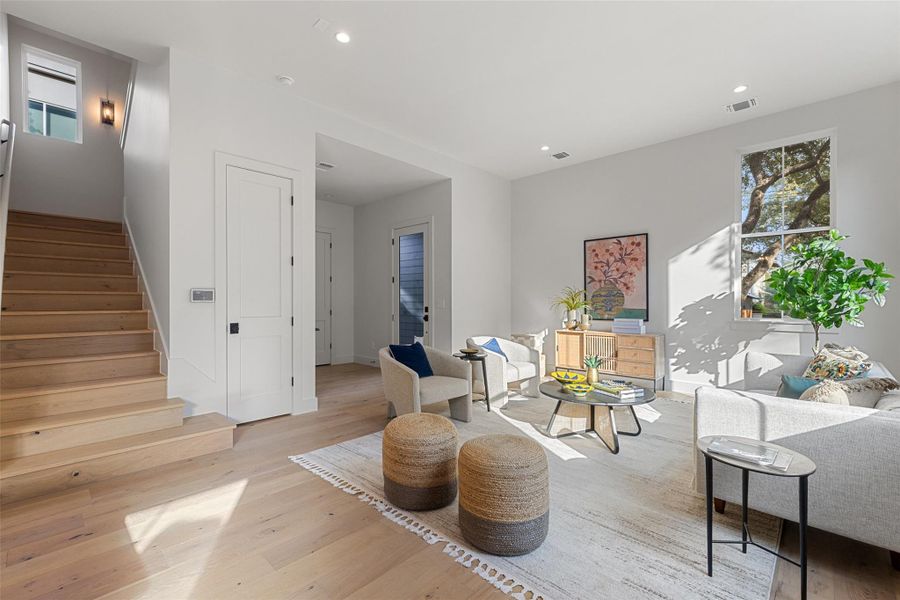 Living room featuring light hardwood / wood-style floors