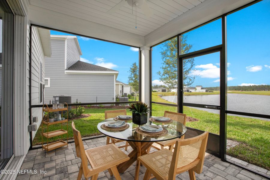 Exterior details and patio area of a home in Stillwater | Active Adult 55+: Stillwater (40s) - Royal Collection, St. Johns (Image 3). Exterior details and patio area of a home in Stillwater | Active Adult 55+: Stillwater (40s) - Royal Collection, St. Johns (Image 3).