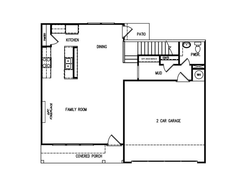 2D floor plan layout for the The Melrose II by My Home Communities in Robins Estates, Warner Robins, GA (Image 3).